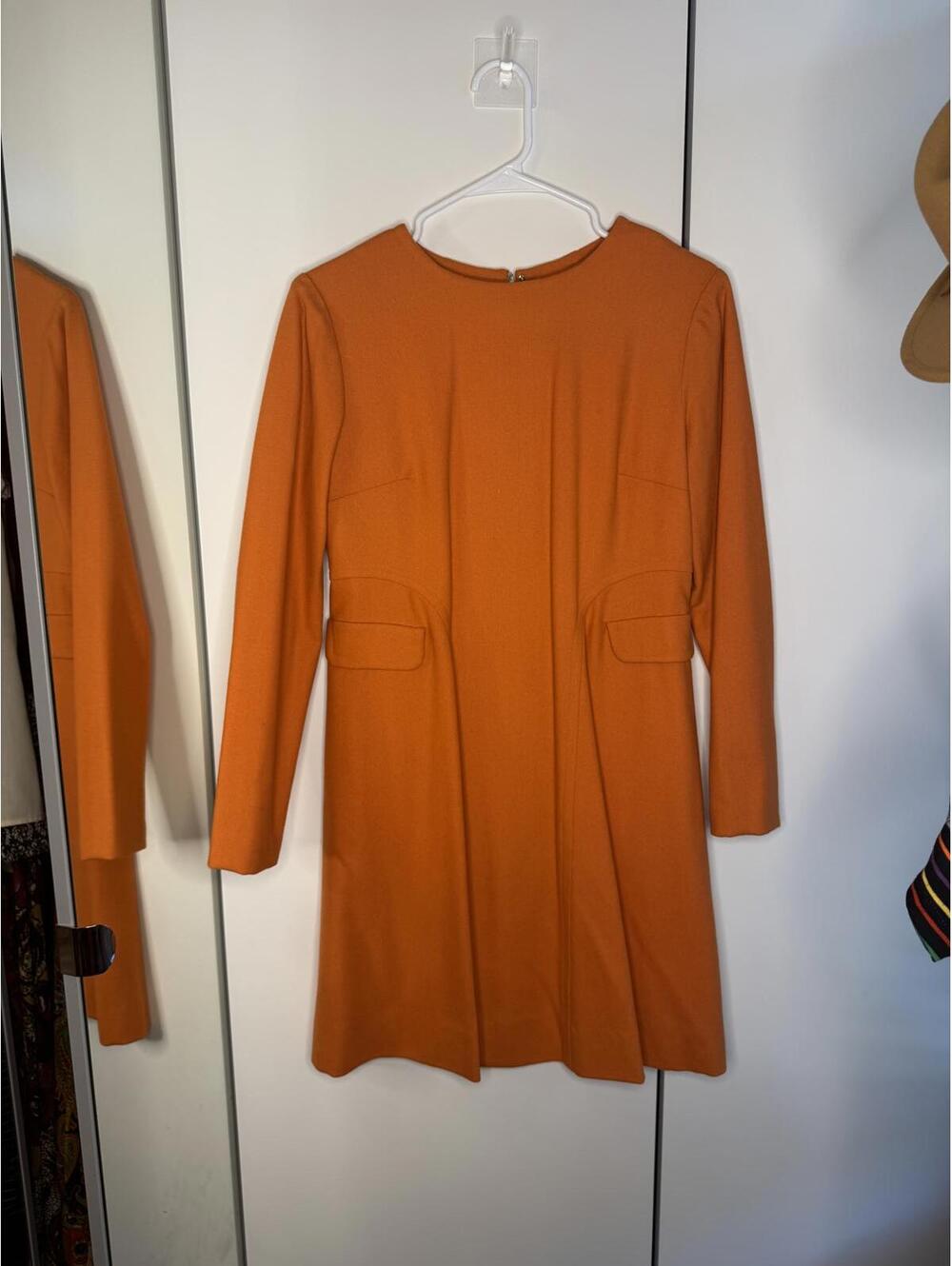 Vintage 60s Wool Long Sleeve Orange Dress